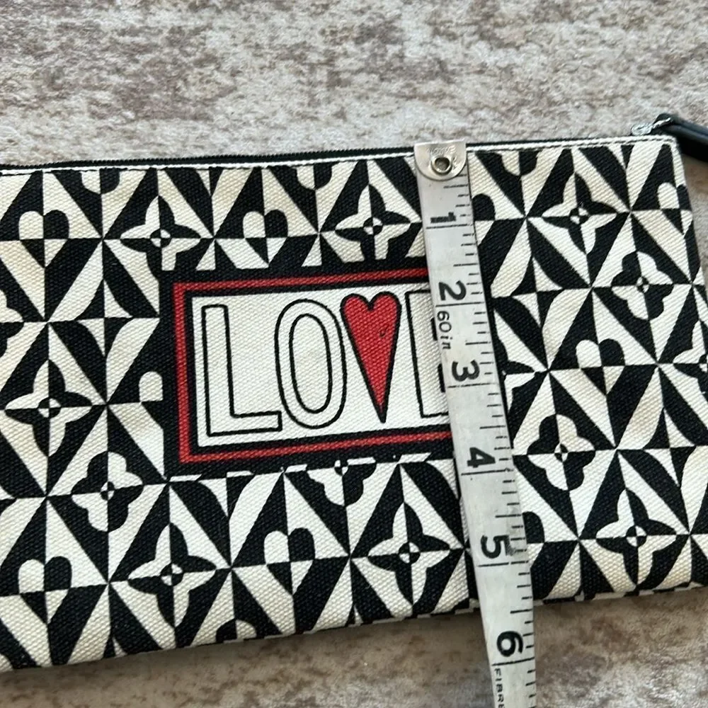 Brighton Black and White canvas LOVE Clutch/cosmetic bag